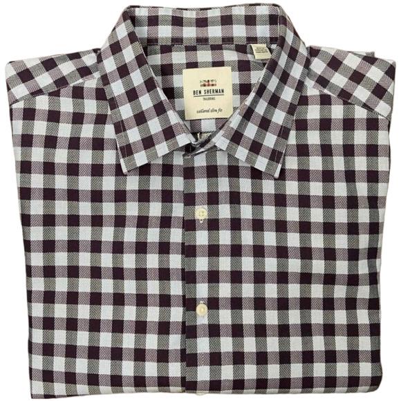 Ben Sherman Men's 17.5 (34/35) Gingham Long Sleeve Button-Up Shirt - Picture 1 of 8